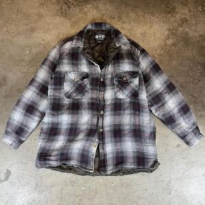 BTC Plaid‎ Quilted Lined Flannel Shirt Jacket Men's medium Workwear Lumberjack